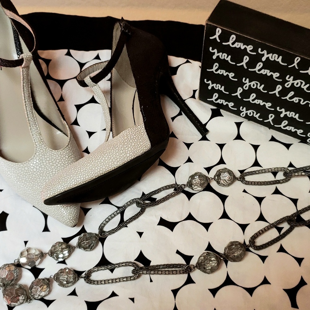 Chain Link Silver Necklace with Faceted Stations - Picture 6 of 8